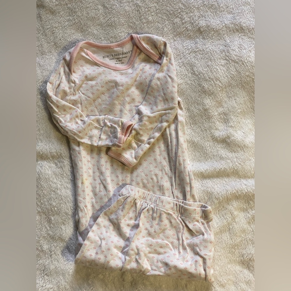 Burt's Bees Baby Cream and Pink Pajama Dress